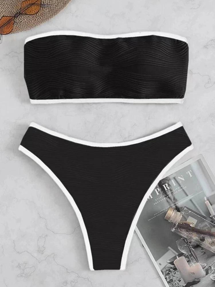 
                  
                    Bikini Sexy Women Swimsuit 2023 New Solid Bandeau Bikinis Set Thong Swimwear Summer Biquini 2 Piece Bathing Suit Beach Female
                  
                