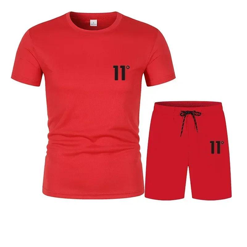 
                  
                    New Summer Short Sleeve T-Shirt Set Men Quick Dry T-shirt + Shorts Male Fitness Competition Training T-shirt Tracksuit Male
                  
                