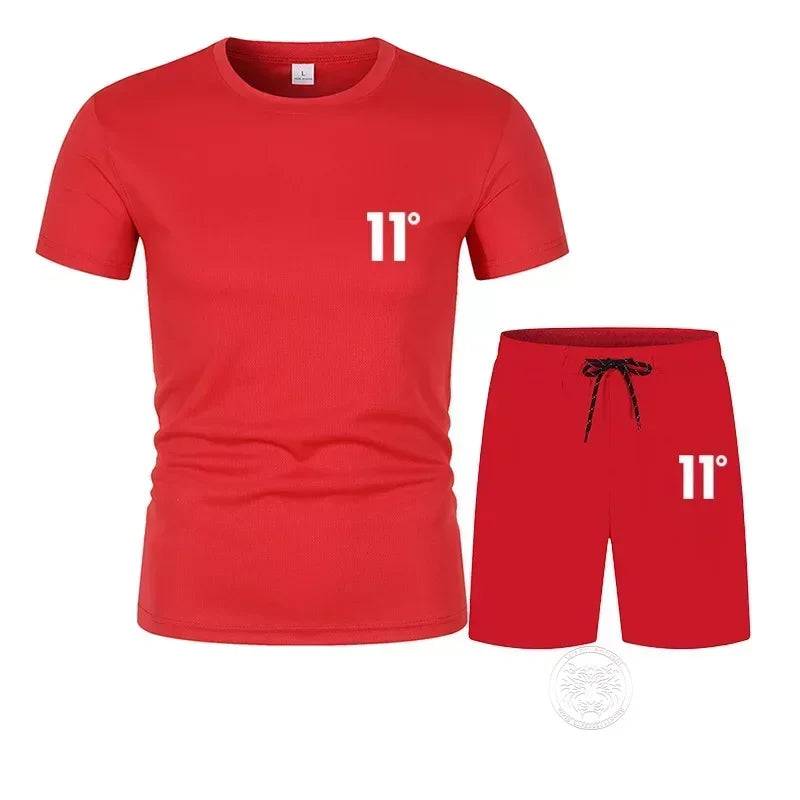 
                  
                    New Summer Short Sleeve T-Shirt Set Men Quick Dry T-shirt + Shorts Male Fitness Competition Training T-shirt Tracksuit Male
                  
                