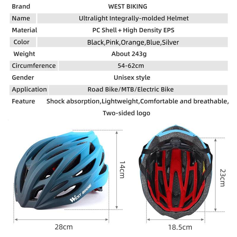 
                  
                    WEST BIKING Cycling Helmet Integrated Lightweight MTB Road Bike Safety Headset Men Women Caps Bicycle Hat Bike Accessories
                  
                