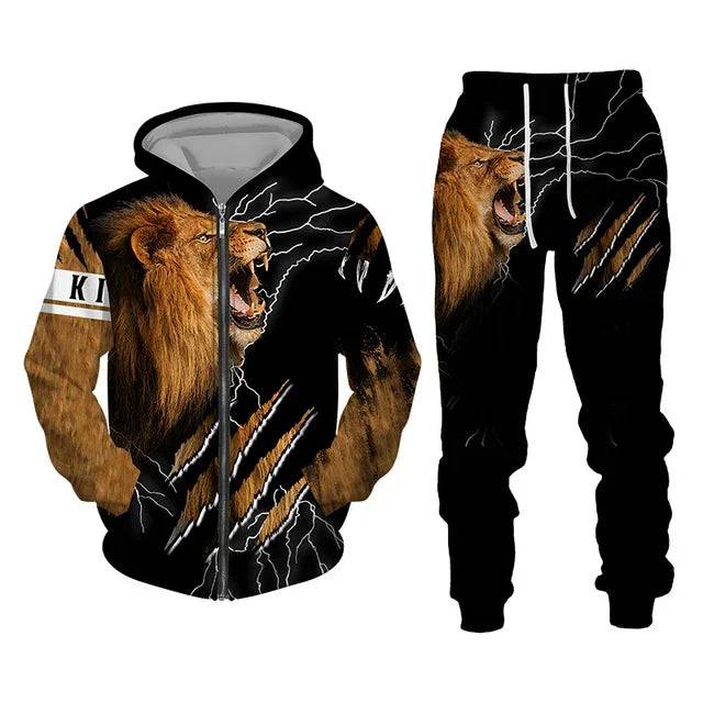 
                  
                    3D The Lion Print Men's Tracksuit Zipper Hoodies Sweatshirts Pants Sets Casual Streetwear Mens Clothing Women's Tracksuit S-6XL
                  
                