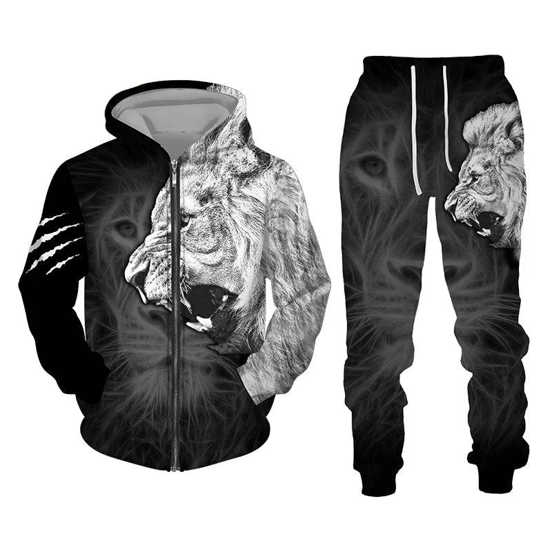 
                  
                    3D The Lion Print Men's Tracksuit Zipper Hoodies Sweatshirts Pants Sets Casual Streetwear Mens Clothing Women's Tracksuit S-6XL
                  
                