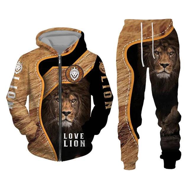 
                  
                    3D The Lion Print Men's Tracksuit Zipper Hoodies Sweatshirts Pants Sets Casual Streetwear Mens Clothing Women's Tracksuit S-6XL
                  
                