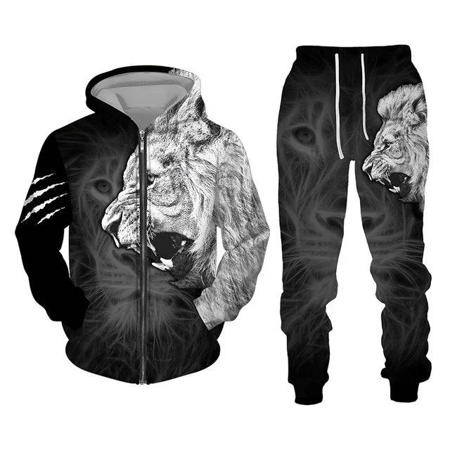 
                  
                    3D The Lion Print Men's Tracksuit Zipper Hoodies Sweatshirts Pants Sets Casual Streetwear Mens Clothing Women's Tracksuit S-6XL
                  
                