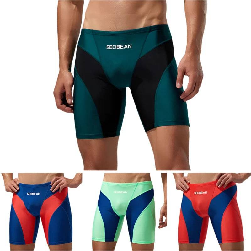 Men Tight Swim Shorts Professional Quick Dry Swimming Trunks For Men Plus Size Swim Short Pants Male Swimsuit Surfing Jammer