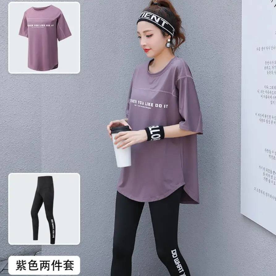 
                  
                    Plus Size Women Yoga Sets Loose T Shirt+Bra+Leggings Fitness Gym Suits Breathable Sports Running Clothing Tracksuit
                  
                