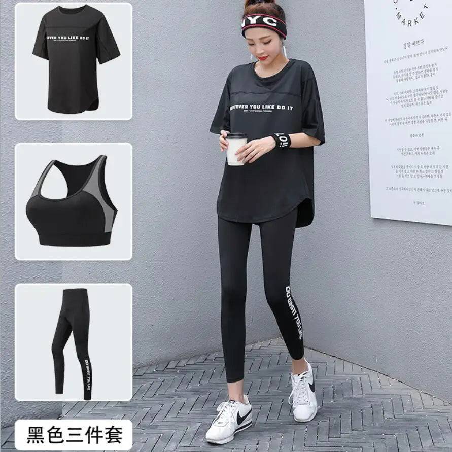 
                  
                    Plus Size Women Yoga Sets Loose T Shirt+Bra+Leggings Fitness Gym Suits Breathable Sports Running Clothing Tracksuit
                  
                