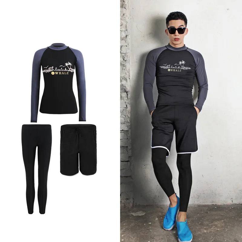 
                  
                    Men/Women Full Body Dive Skin Swimsuit Rash Guard Long Sleeve Long Pant Couple Bathing Suit Solid 4 Pieces Surfing Wear Swimwear
                  
                