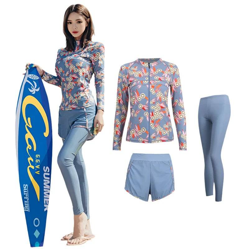 Men/Women Full Body Dive Skin Swimsuit Rash Guard Long Sleeve Long Pant Couple Bathing Suit Solid 4 Pieces Surfing Wear Swimwear