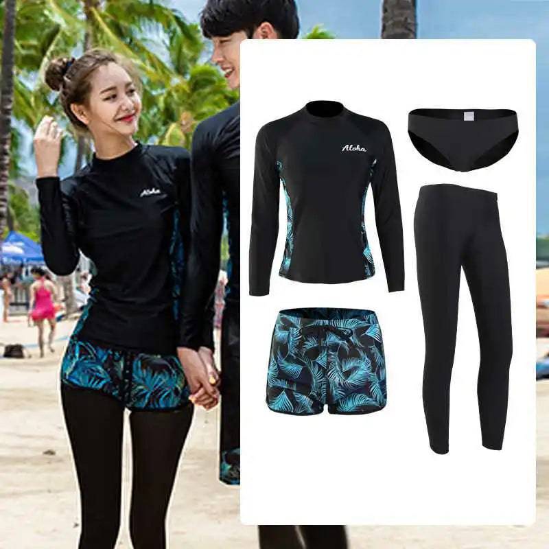 
                  
                    Men/Women Full Body Dive Skin Swimsuit Rash Guard Long Sleeve Long Pant Couple Bathing Suit Solid 4 Pieces Surfing Wear Swimwear
                  
                