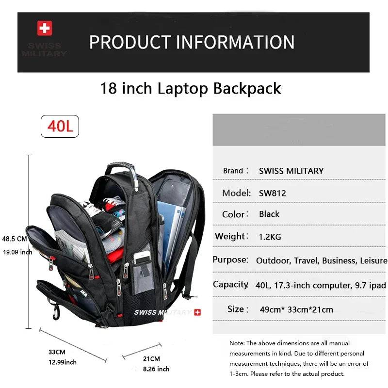 
                  
                    SWISS MILITARY Multifunction Large Capacity Male Bag Fashion Travel Usb Charging Waterproof 23 inch Laptop Backpack Men Mochila
                  
                