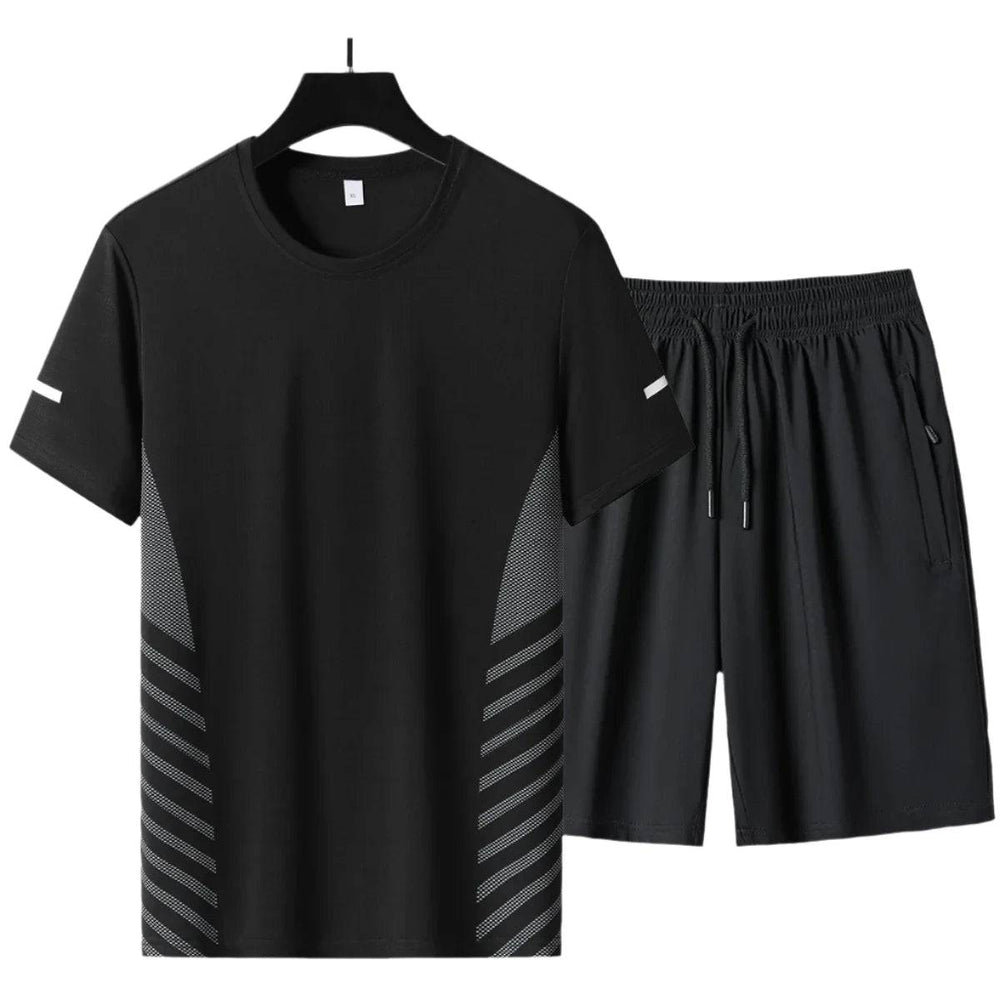 2024 Summer T Shirt + Shorts Trousers For Men Set Two Piece Black Tracksuit Hip Hop Streetwear Running Sport Clothes Oversize