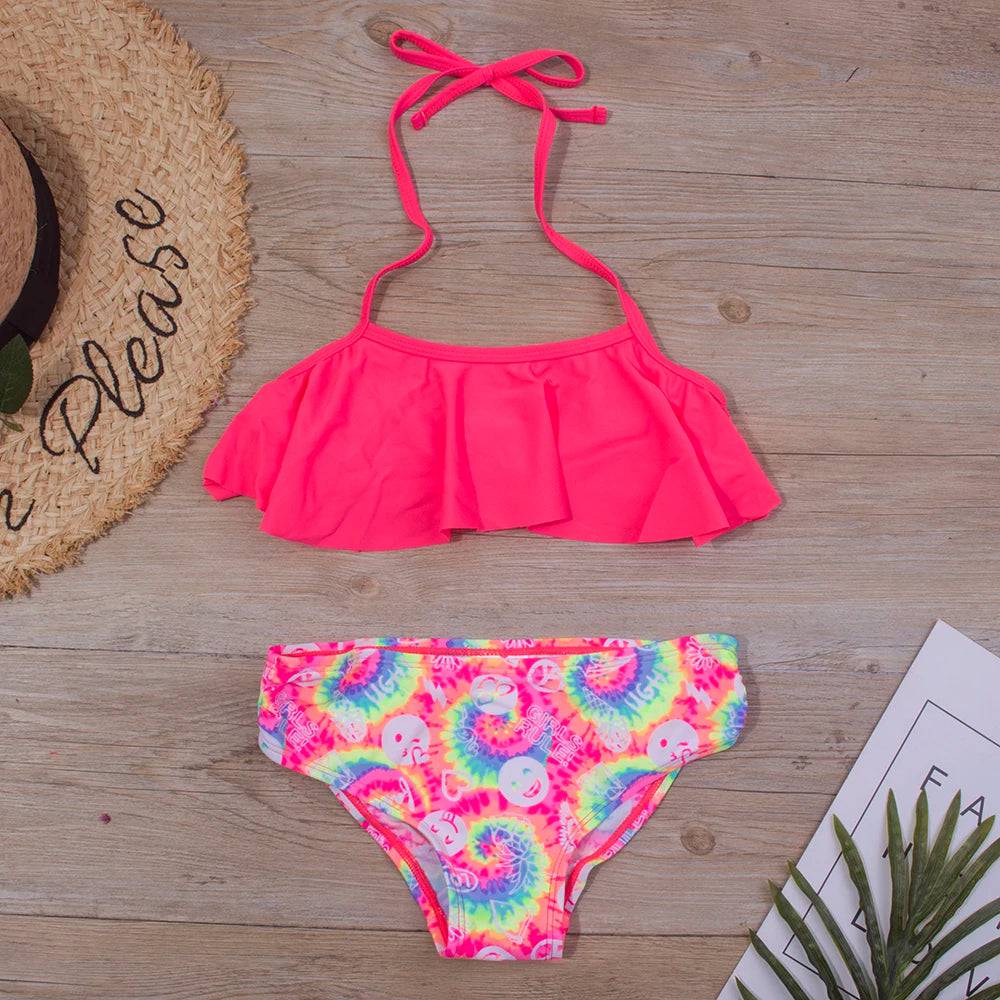 
                  
                    New Falbala Kids Swimwear Swimsuit 2024 New Print Girls Kid Bikini Set 5-14 Years Children Bandage Swimming Suit Beachwear A247
                  
                