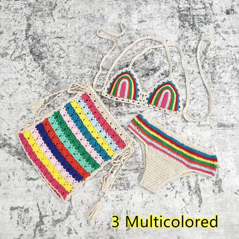 
                  
                    3-piece Set Hand Crochet Mini Tight Fit Bikini Swim Skirt Beach Women Swimsuit Bathing Suit
                  
                