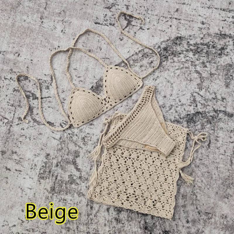 
                  
                    3-piece Set Hand Crochet Mini Tight Fit Bikini Swim Skirt Beach Women Swimsuit Bathing Suit
                  
                