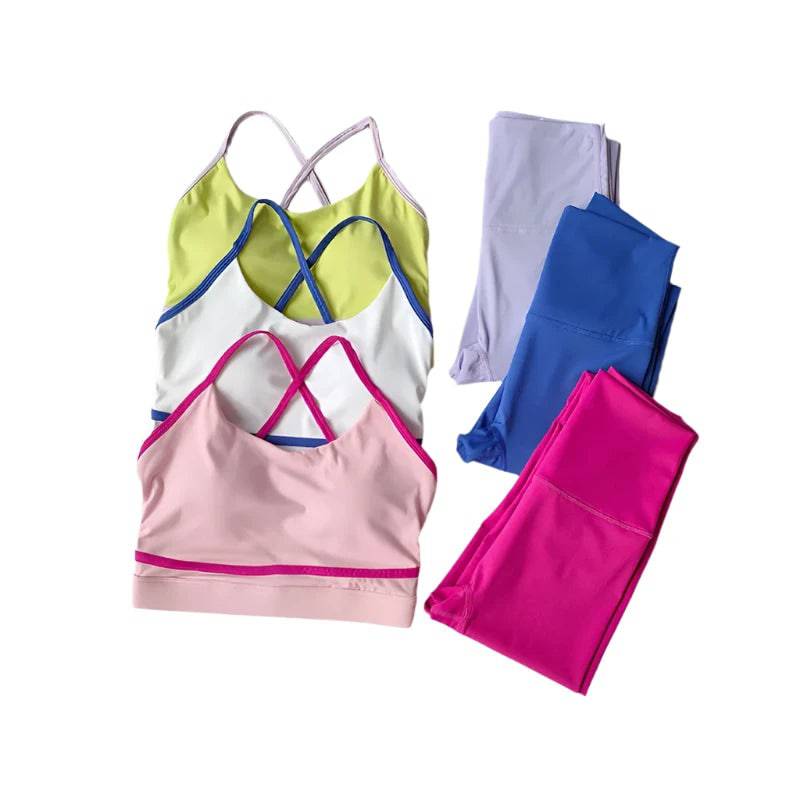 New Yoga Outfit Set Women's Fashionable Fitness Suit 2PCS Set Yoga Running Leggings Sports Bras Shorts Sportswear Clothing Suit