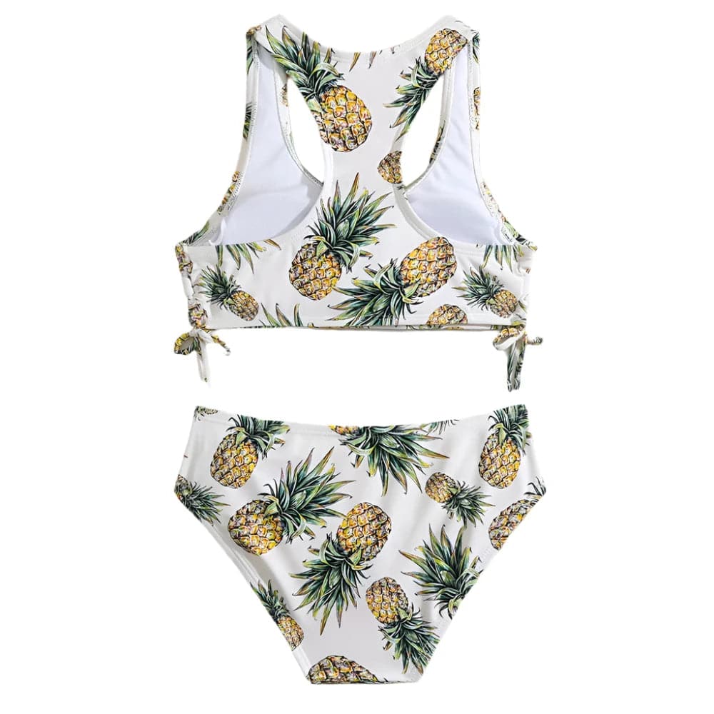 Girls Pineapple Print Bikini Set Swimsuit Kids Racerback Two Piece Children's Swimwear 7-14Years Teenager Bathing Suit Beachwear