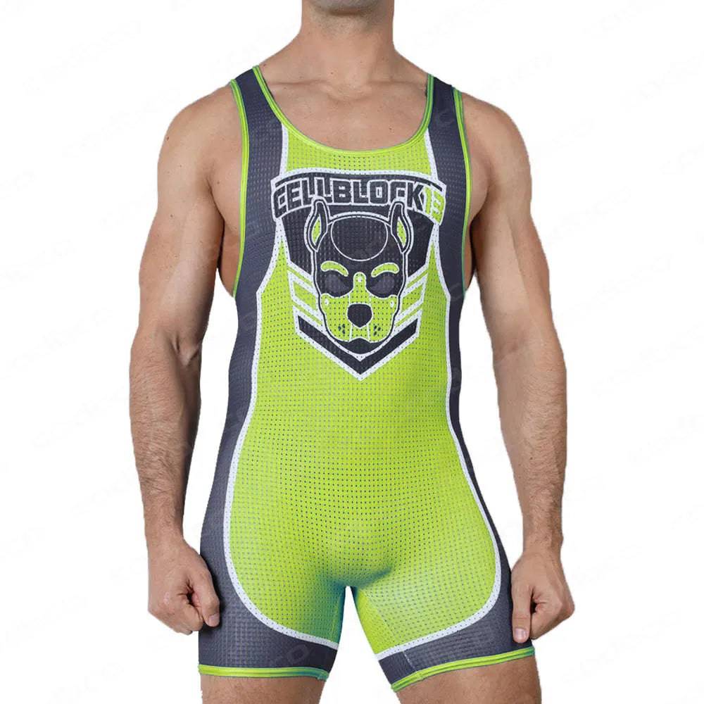 2024 Men's Wrestling Singlet Suit Sleeveless Boxing One piece Bodysuit Tummy Control Wear GYM Iron Triathlon PowerLifting Outfit