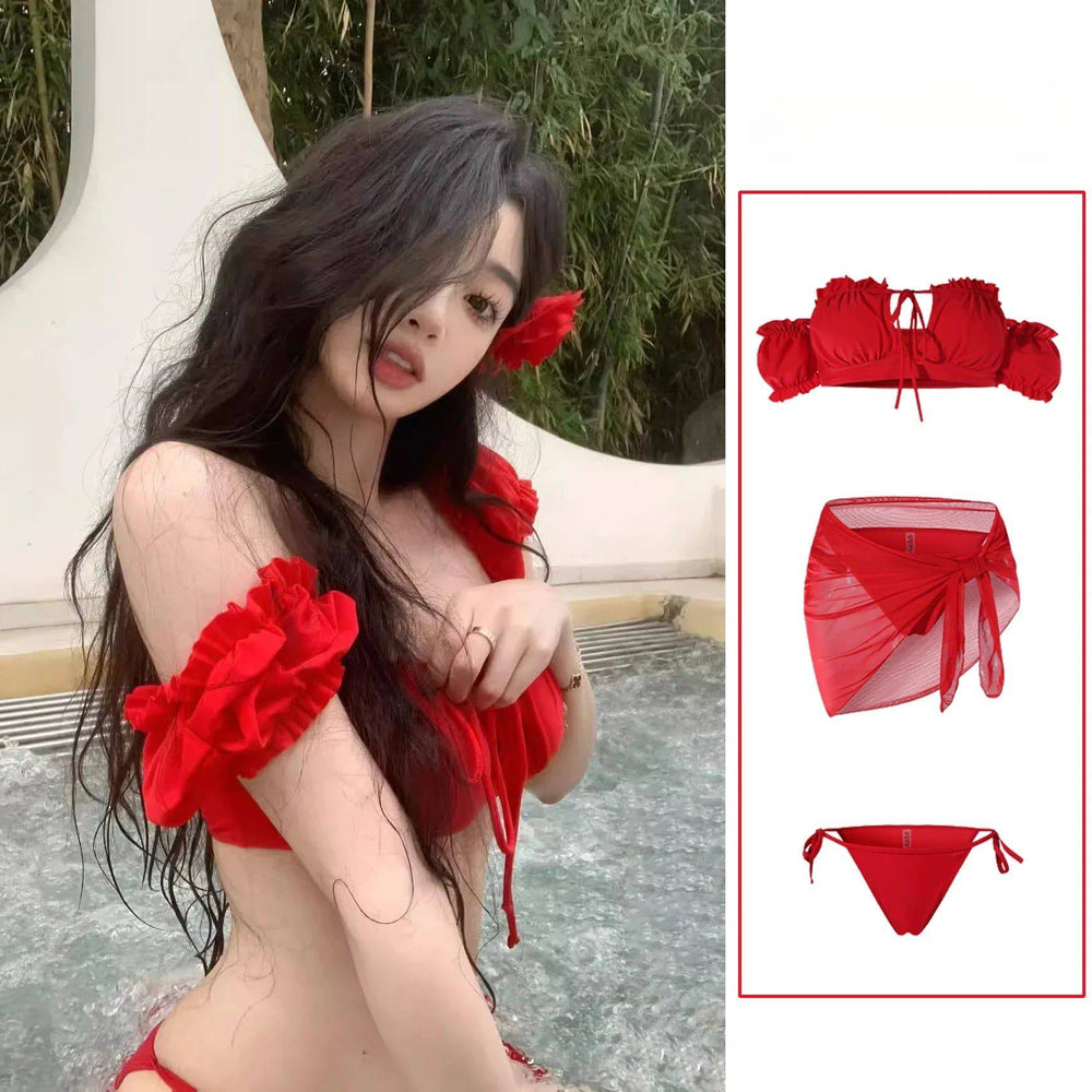 
                  
                    Women Sexy Swimwear Solid Bikini 4-piece Swimwear Sleeveless Summer New Korea Split Beach Female Swimsuit Bathing Suit
                  
                