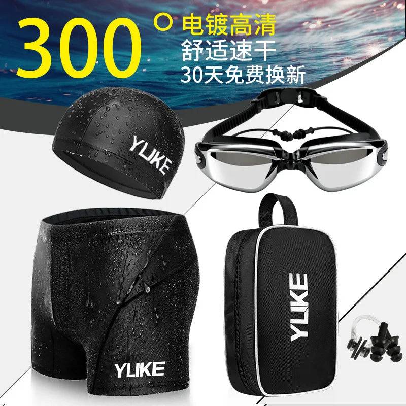 
                  
                    Men's Swimming Set Swimming Trunks Flat Angle Swimming Shorts Waterproof Quick-drying Swimming Suit Myopia Swimming Goggles Cap
                  
                