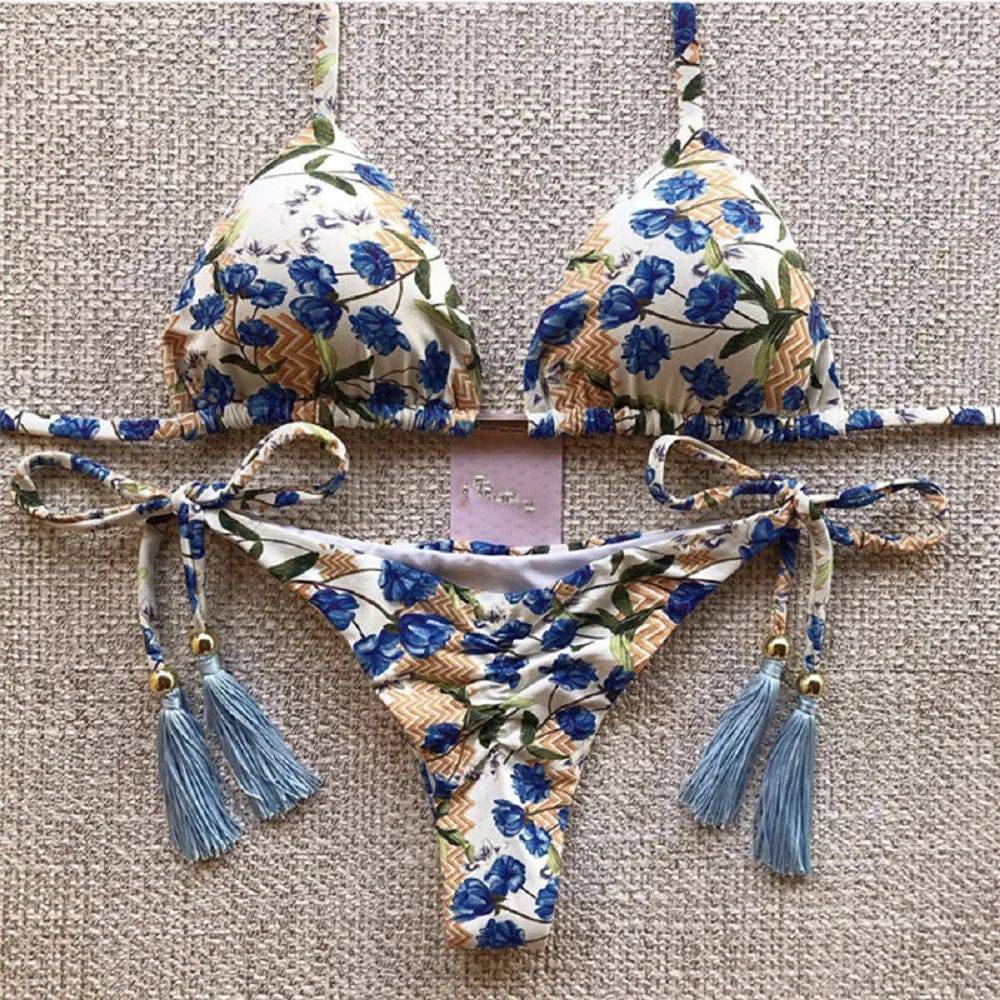 
                  
                    2020 Women Sexy Bikini Set Up Floral Print Bandage Swimsuit High Waist Thong Brazilian Biquini swimwear Summer Beach Wear
                  
                