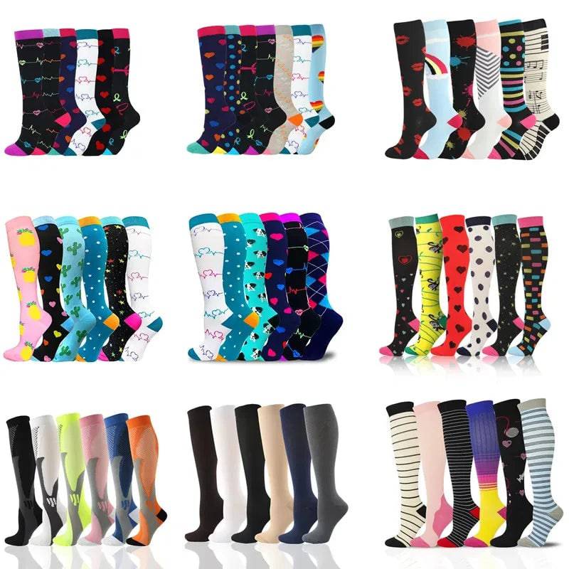 3/5/6 Double Varicose Socks Medical Diabetes Pregnancy Nurse Knee Stretch Socks Outdoor Mountain Climbing Running Bicycle Hiking