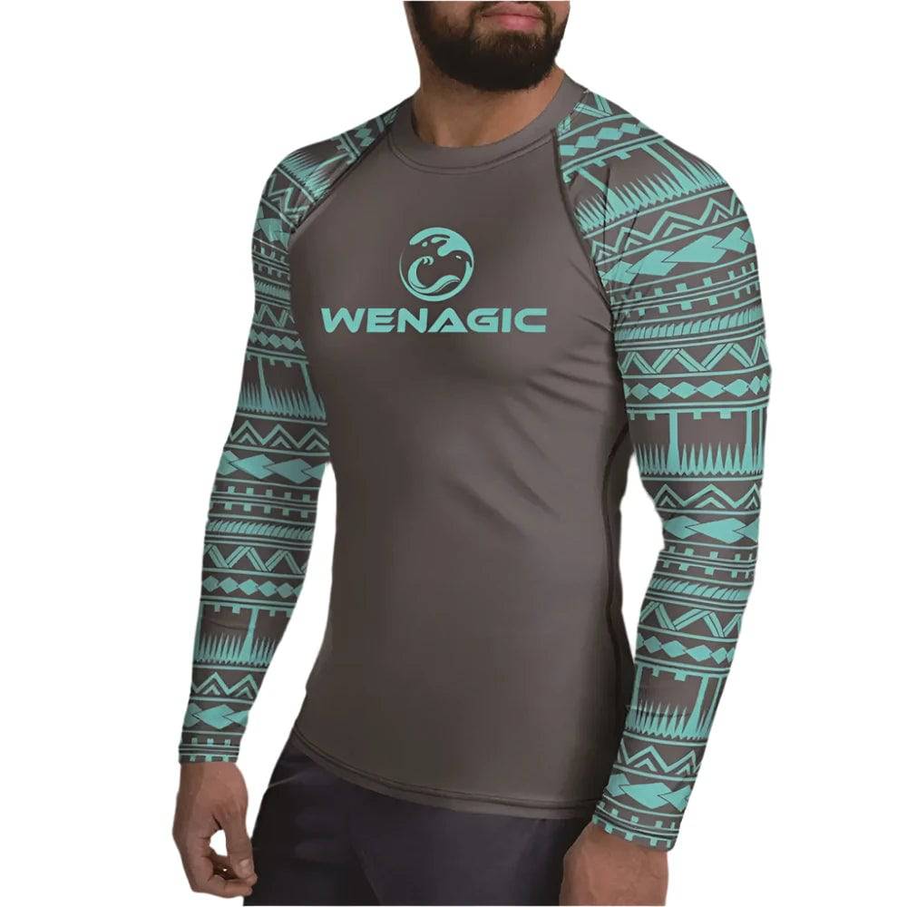 New Men Rash Guard Surfing Diving Suits UV Protection Tights Rashguard Long Sleeve Swim Float Suit Swimming T Shirt Surf Clothes