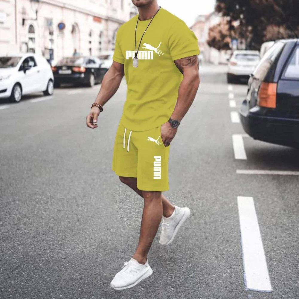 
                  
                    2024 New Summer Men's clothing short-sleeved T-shirt + five-point shorts 2-piece set tracksuit fashion jogging casual Men's sets
                  
                