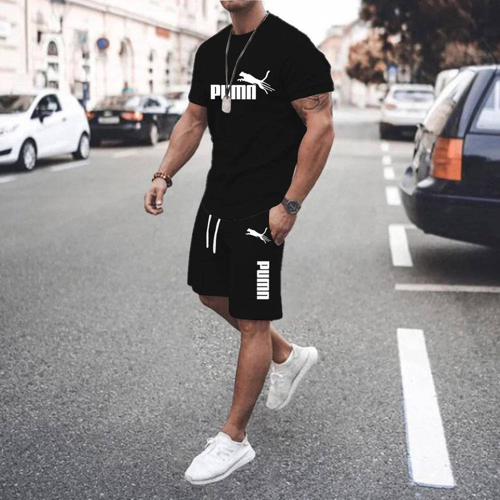 
                  
                    2024 New Summer Men's clothing short-sleeved T-shirt + five-point shorts 2-piece set tracksuit fashion jogging casual Men's sets
                  
                