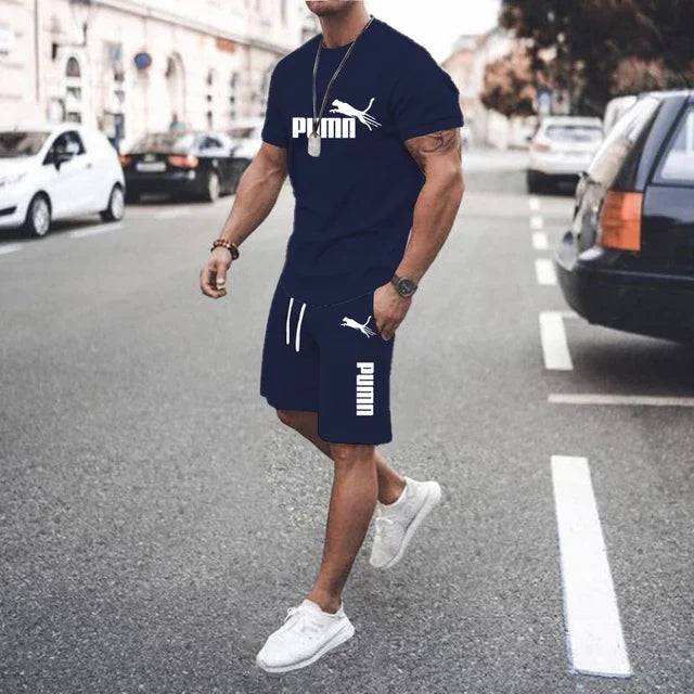 
                  
                    2024 New Summer Men's clothing short-sleeved T-shirt + five-point shorts 2-piece set tracksuit fashion jogging casual Men's sets
                  
                