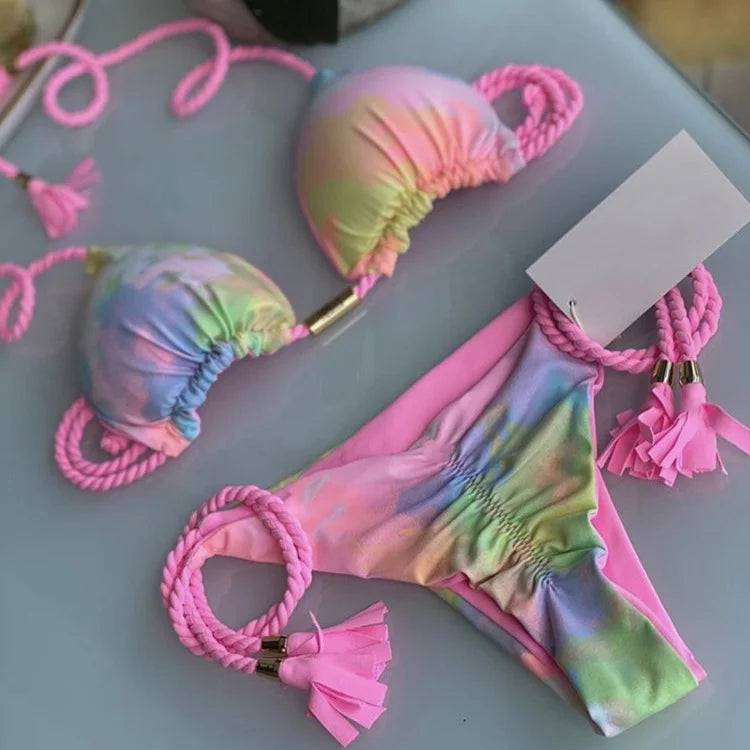 
                  
                    New Women Bikini Backless Rope Triangle Swimsuit Multicolor
                  
                