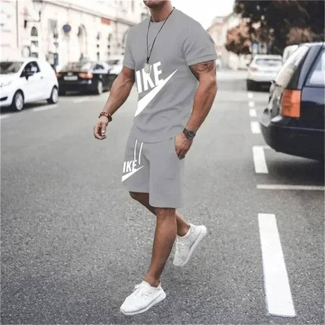 
                  
                    2024 Summer Men's Gym Fast Dry Jogging tracksuit High quality fashion short sleeve T-shirt and shorts 2 piece set
                  
                