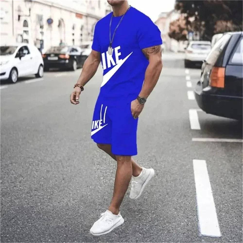 
                  
                    2024 Summer Men's Gym Fast Dry Jogging tracksuit High quality fashion short sleeve T-shirt and shorts 2 piece set
                  
                