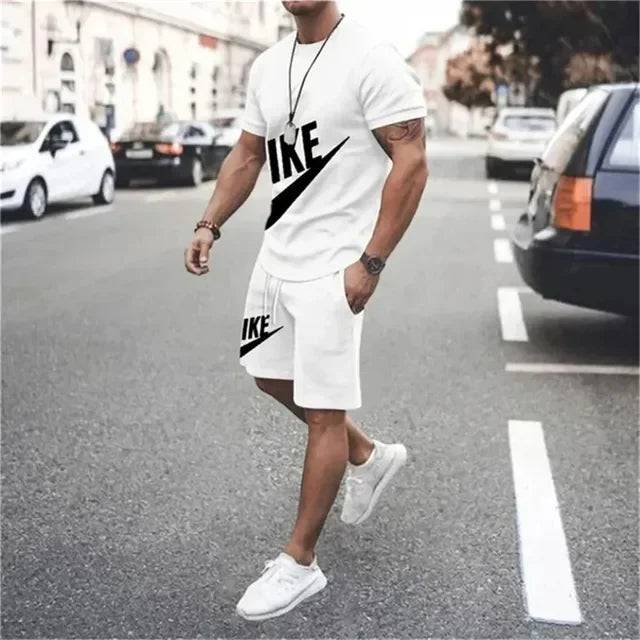 
                  
                    2024 Summer Men's Gym Fast Dry Jogging tracksuit High quality fashion short sleeve T-shirt and shorts 2 piece set
                  
                