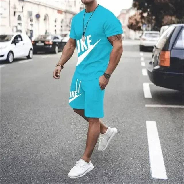 
                  
                    2024 Summer Men's Gym Fast Dry Jogging tracksuit High quality fashion short sleeve T-shirt and shorts 2 piece set
                  
                