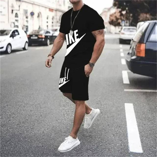 
                  
                    2024 Summer Men's Gym Fast Dry Jogging tracksuit High quality fashion short sleeve T-shirt and shorts 2 piece set
                  
                