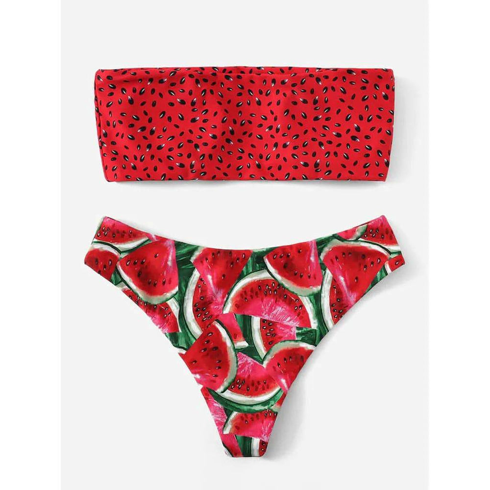 
                  
                    Sexy Watermelon Bandeau Bikini Swimwear Women Bikini High Waist Swimsuit Swimming Bathing Suit Biquini Maillot De Bain Femme
                  
                