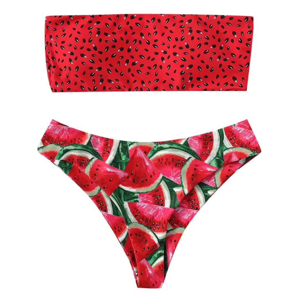 
                  
                    Sexy Watermelon Bandeau Bikini Swimwear Women Bikini High Waist Swimsuit Swimming Bathing Suit Biquini Maillot De Bain Femme
                  
                