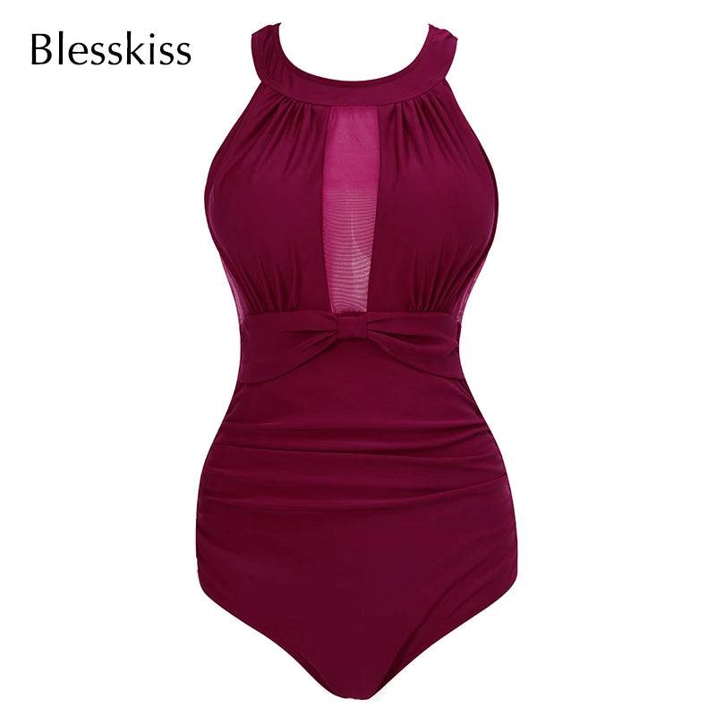 
                  
                    2024 Plus Size Swimwear Women One Piece Swimsuit Sexy Large Mesh 1 Retro Monokini Swimming Suit For Ladies Fat Bathing Suit 4XL
                  
                