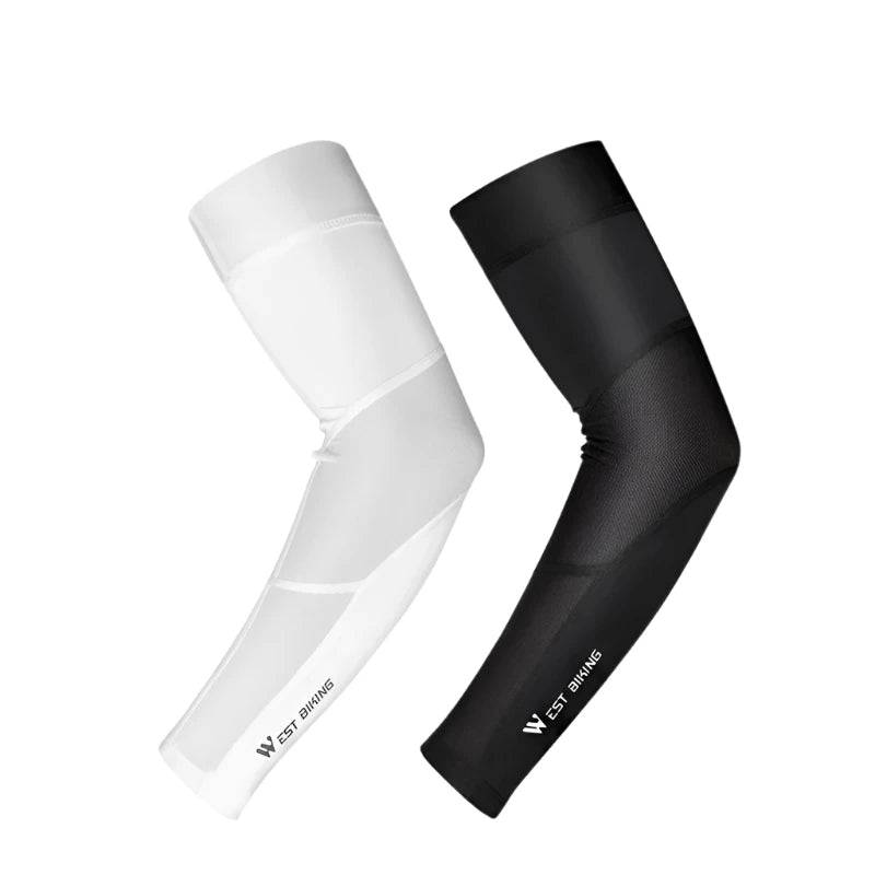 WEST BIKING Cycling Arm Sleeve Cooler Ice Fabric Breathable UV Protection Fishing Running Fitness Elbow Pad Sports Arm Warmers