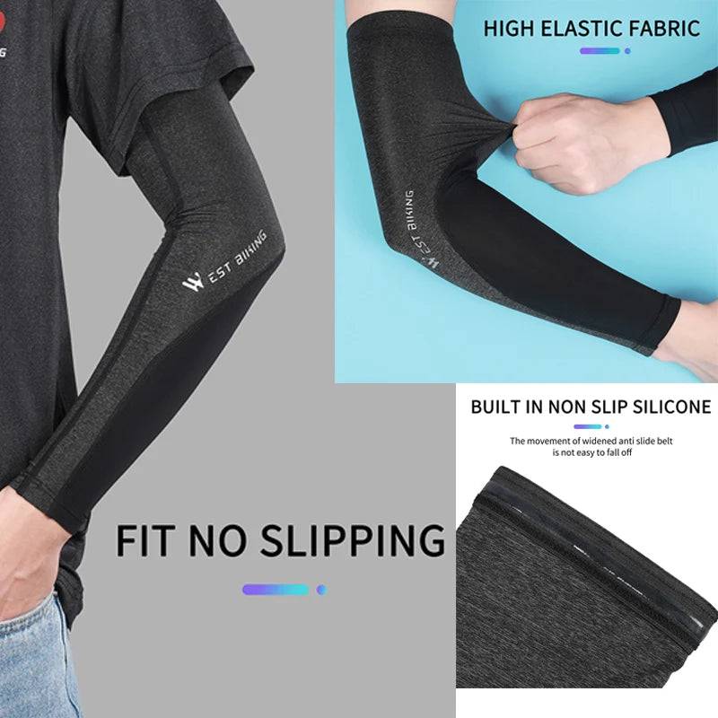 
                  
                    WEST BIKING Cycling Arm Sleeve Cooler Ice Fabric Breathable UV Protection Fishing Running Fitness Elbow Pad Sports Arm Warmers
                  
                