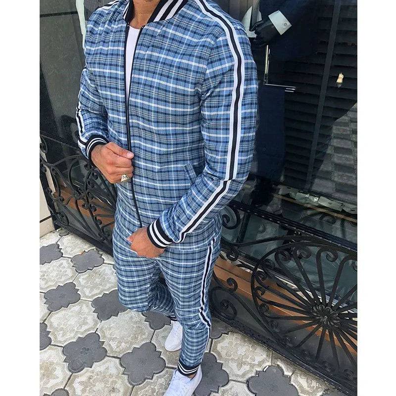 
                  
                    New Gentleman Plaid Men's Tracksuit Sets Casual Zipper Jacket Coat Sports Suit High Quality 3D Print Fashion 2-Piece Men Clothes
                  
                