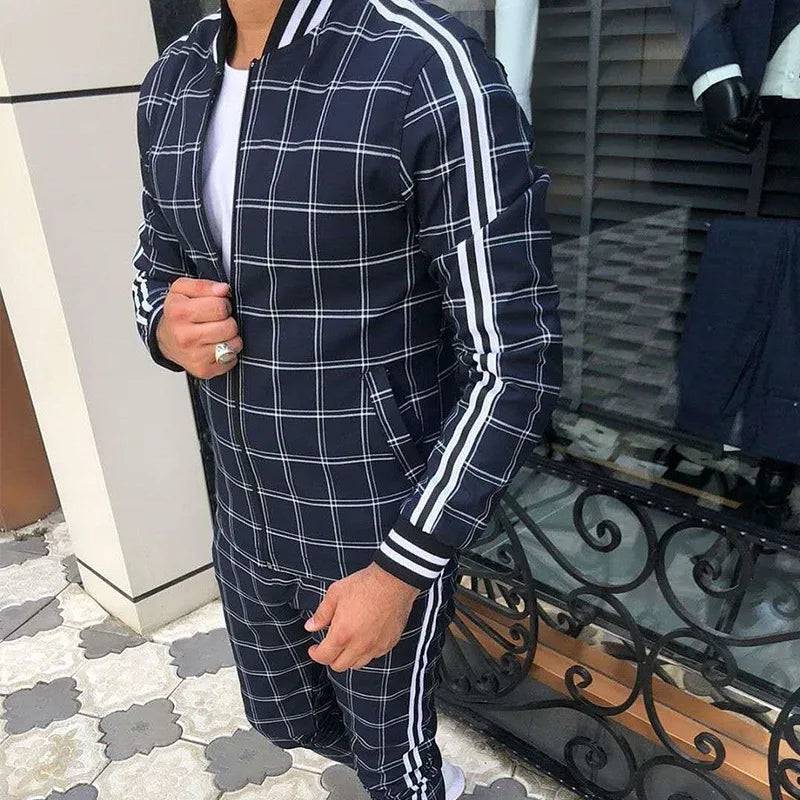 
                  
                    New Gentleman Plaid Men's Tracksuit Sets Casual Zipper Jacket Coat Sports Suit High Quality 3D Print Fashion 2-Piece Men Clothes
                  
                