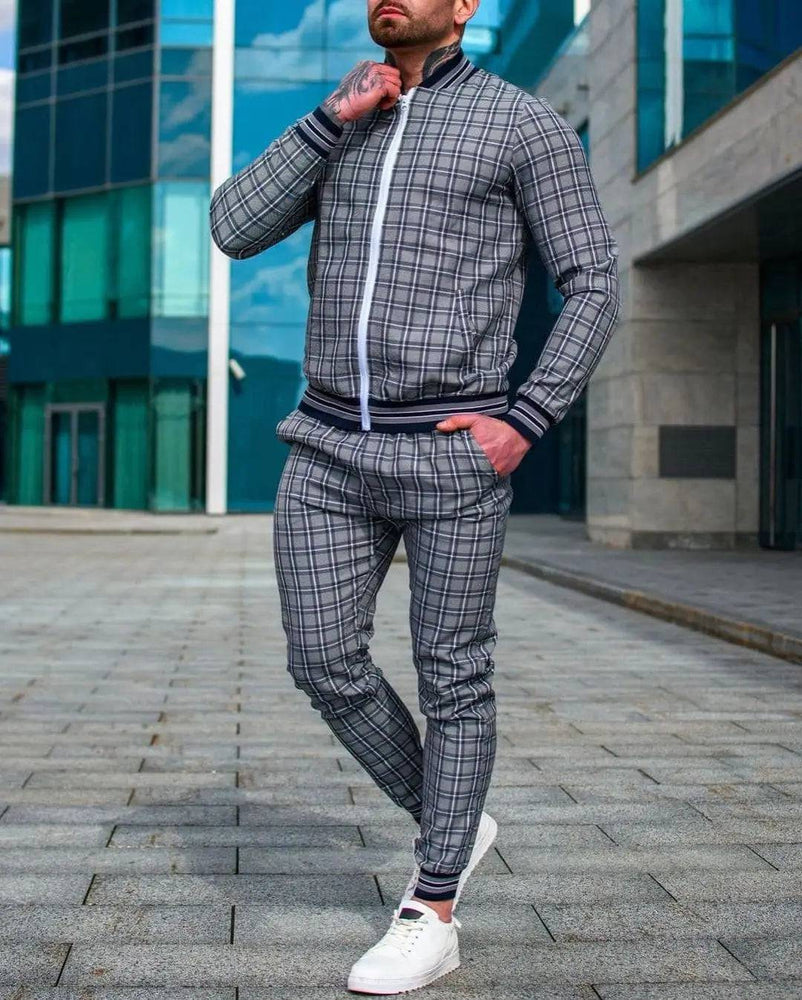 
                  
                    New Gentleman Plaid Men's Tracksuit Sets Casual Zipper Jacket Coat Sports Suit High Quality 3D Print Fashion 2-Piece Men Clothes
                  
                