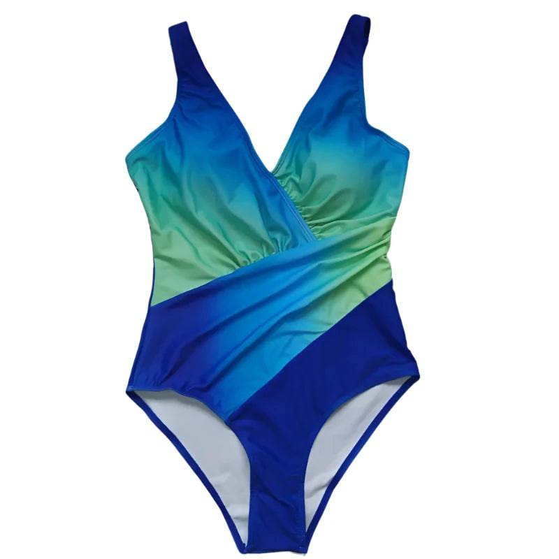 Gradient Sexy One-Piece Large Swimsuits Closed Plus Size Swimwear Body Bathing Suit 2024 Female Pool Beach Women's Swimming Suit