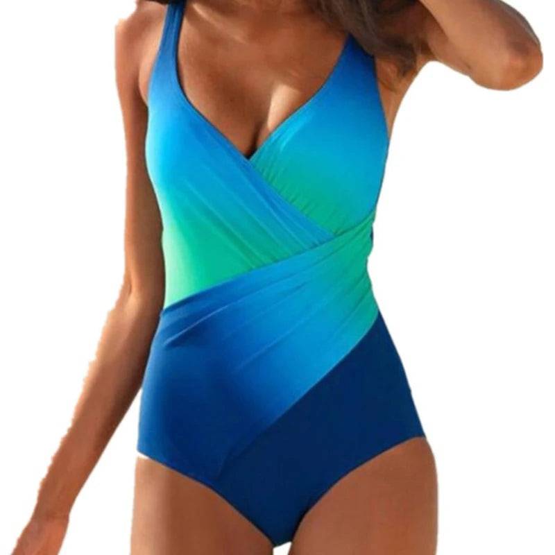 
                  
                    Gradient Sexy One-Piece Large Swimsuits Closed Plus Size Swimwear Body Bathing Suit 2024 Female Pool Beach Women's Swimming Suit
                  
                