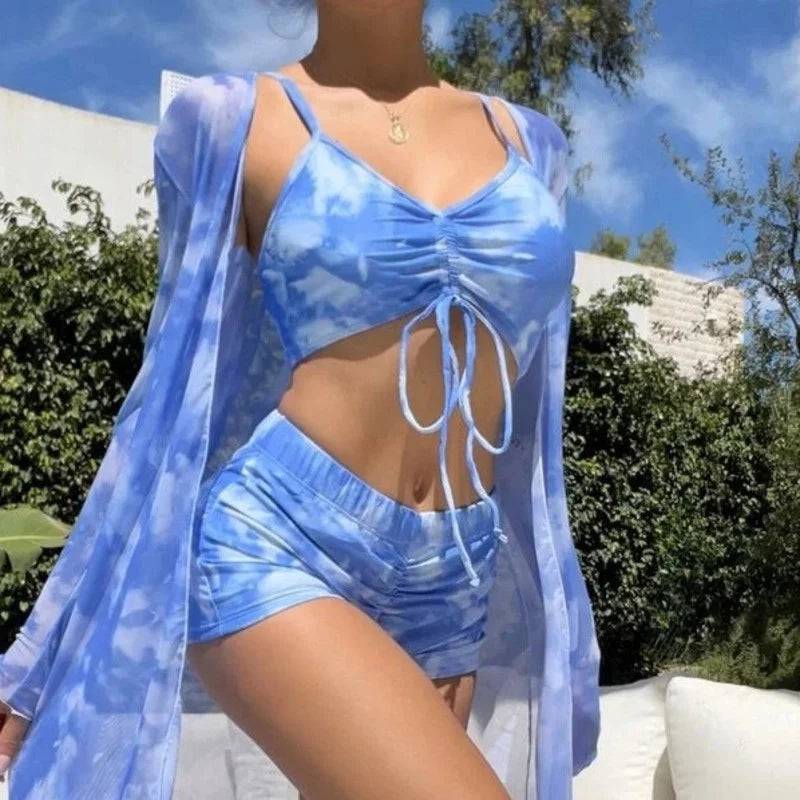 
                  
                    Summer Print Swimsuits Tankini Sets Female Swimwear Push Up For Beach Wear Three-Piece Bathing Suits Pool Women's Swimming Suit
                  
                