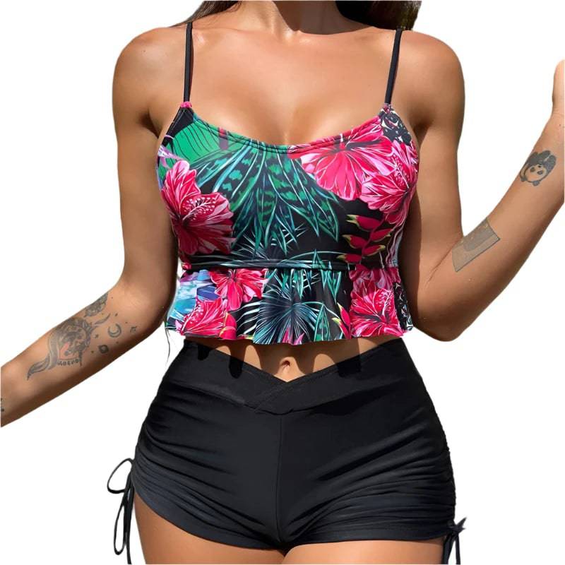 Summer Sexy Pink Swimsuits Tankini Set Female Two-piece Swimwear Beach Swim Wear Bathing Suits Pool Women's Swimming Suit 2024