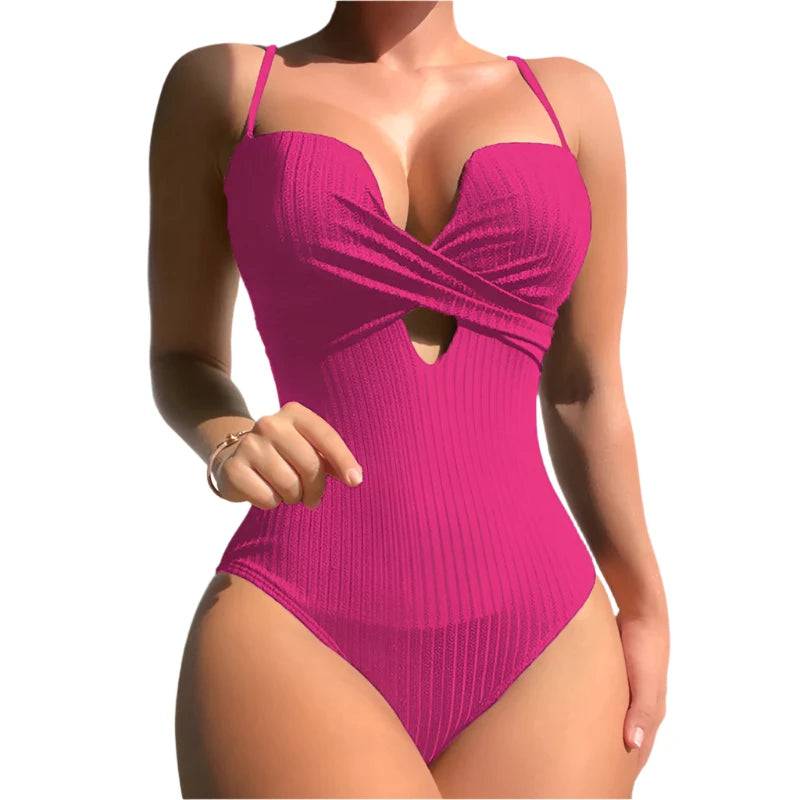 2024 One Piece Swimsuits Closed Female Solid Color Swimwear Push Up For Women's Swim Wear Body Bathing Suits Beach Pool Bather