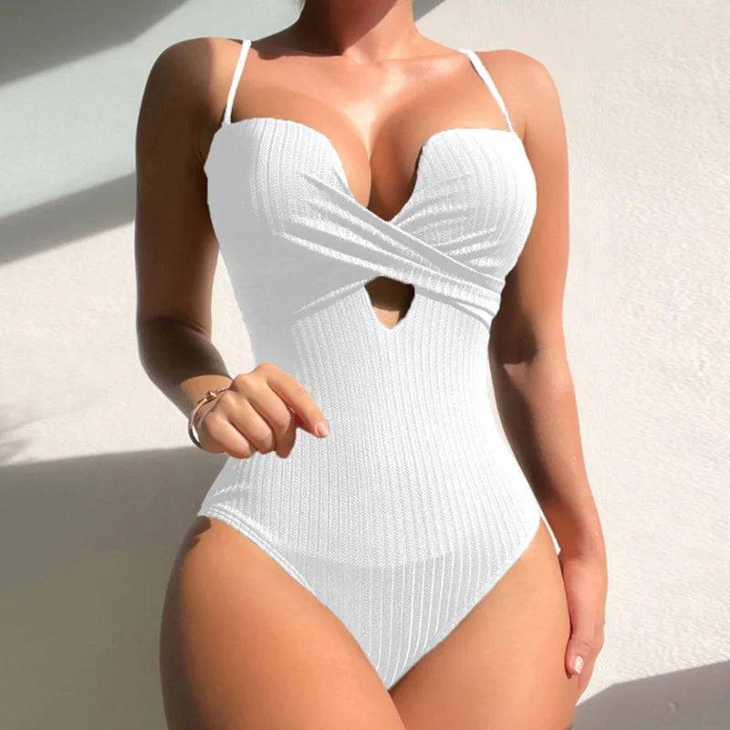 
                  
                    2024 One Piece Swimsuits Closed Female Solid Color Swimwear Push Up For Women's Swim Wear Body Bathing Suits Beach Pool Bather
                  
                